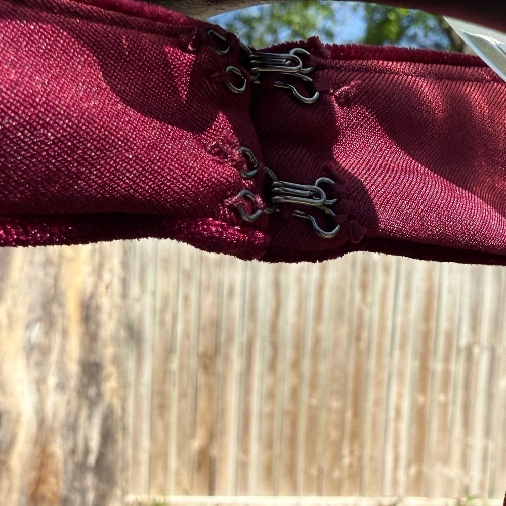 New REVOLVE / BCBGMAXAZRIA Velvet Ruffle Gown in Cabernet Size medium - Picture 10 of 17